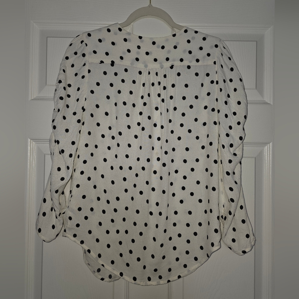 Maeve By Anthropologie Black And White Polka Dot Blouse Size S - Picture 6 of 6